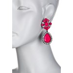 Myrcella Neon Pink Floral Crystal Drop Earrings